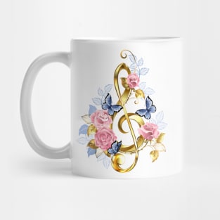 Musical Key with Pink Roses Mug